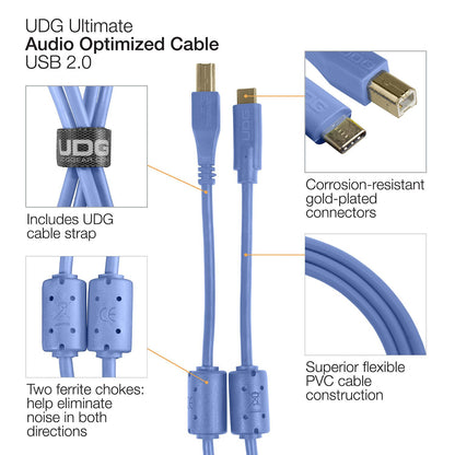 UDG Ultimate USB Cable 2.0 C-B Blue Straight