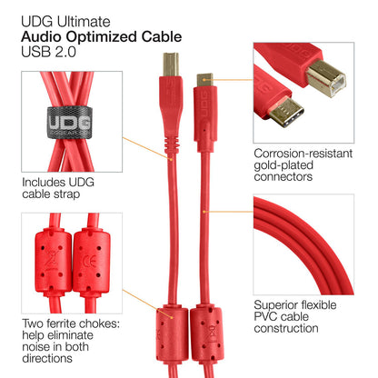 UDG Ultimate USB Cable 2.0 C-B Red Straight