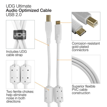 UDG Ultimate USB Cable 2.0 C-B White Straight