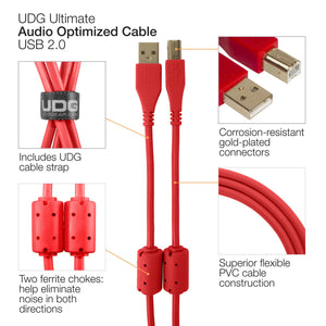 UDG Ultimate USB Cable 2.0 A-B Red Angled
